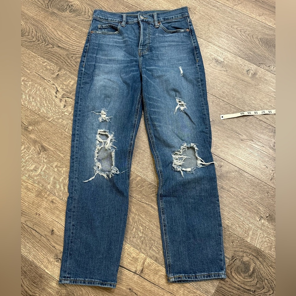 Old Navy Sky-Hi Straight Distressed Jeans